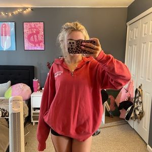 coral colored Martha’s vineyard quarter zip